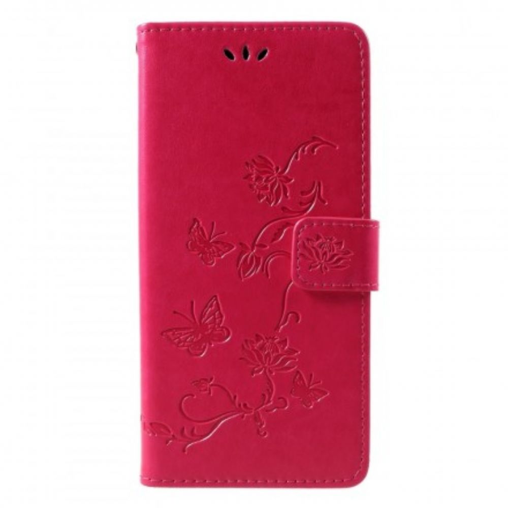 Flip Case voor Samsung Galaxy J4 Plus Aziatische Vlinders En Bloemen