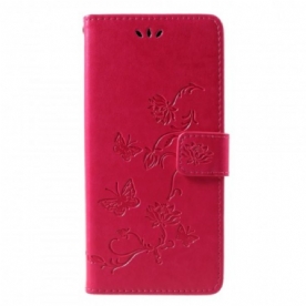 Flip Case voor Samsung Galaxy J4 Plus Aziatische Vlinders En Bloemen