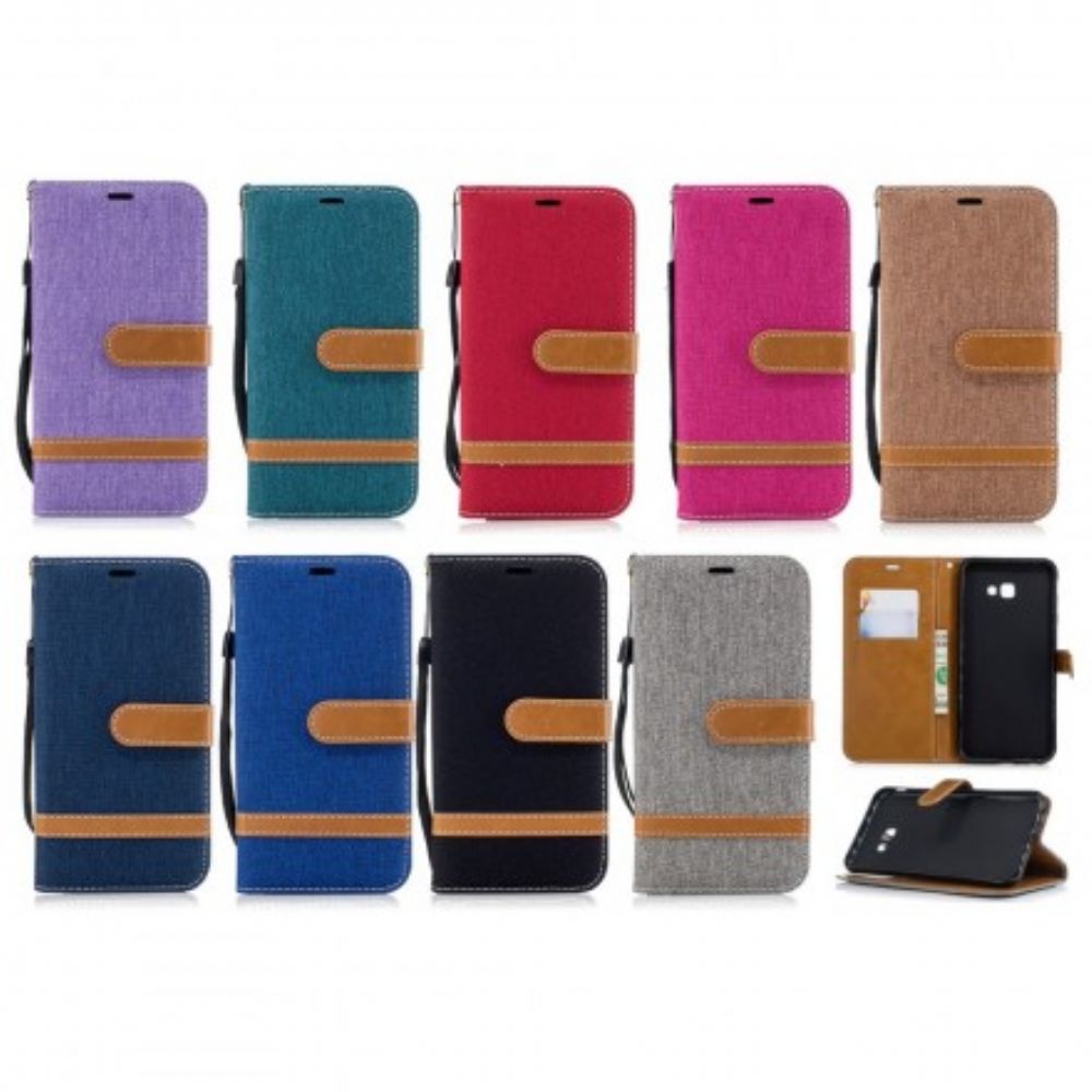 Folio-hoesje voor Samsung Galaxy J4 Plus Stof En Leereffect