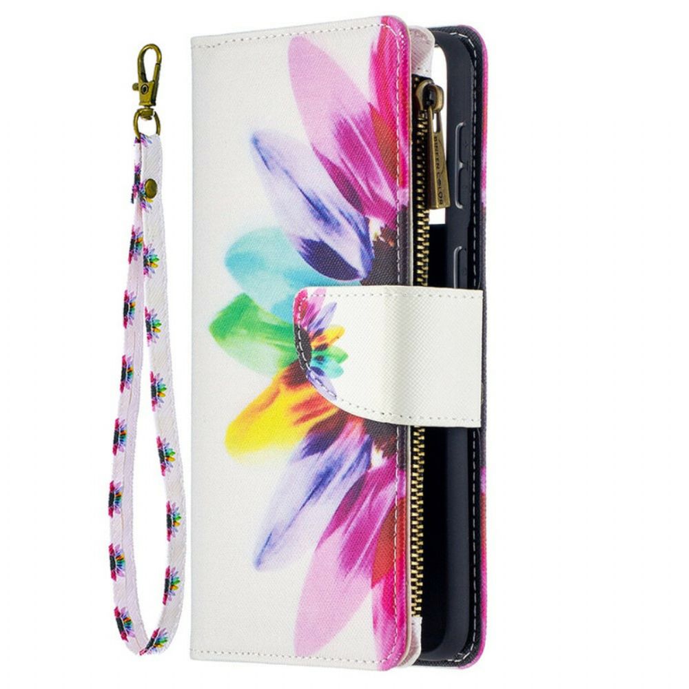 Folio-hoesje voor Samsung Galaxy S21 Plus 5G Aquarel Bloem Zak Met Rits