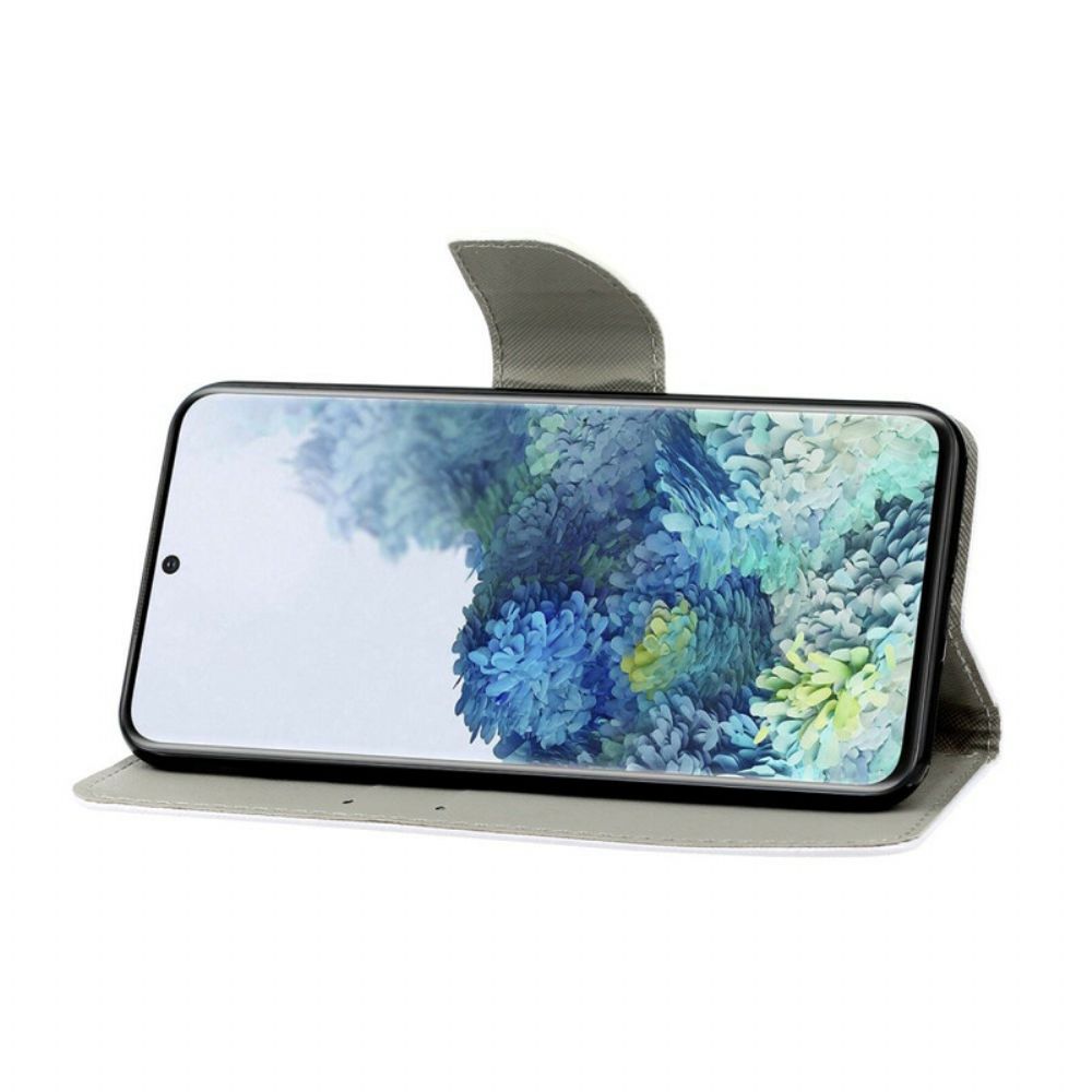 Folio-hoesje voor Samsung Galaxy S21 Plus 5G Met Ketting Kleurrijke Band Bloemen