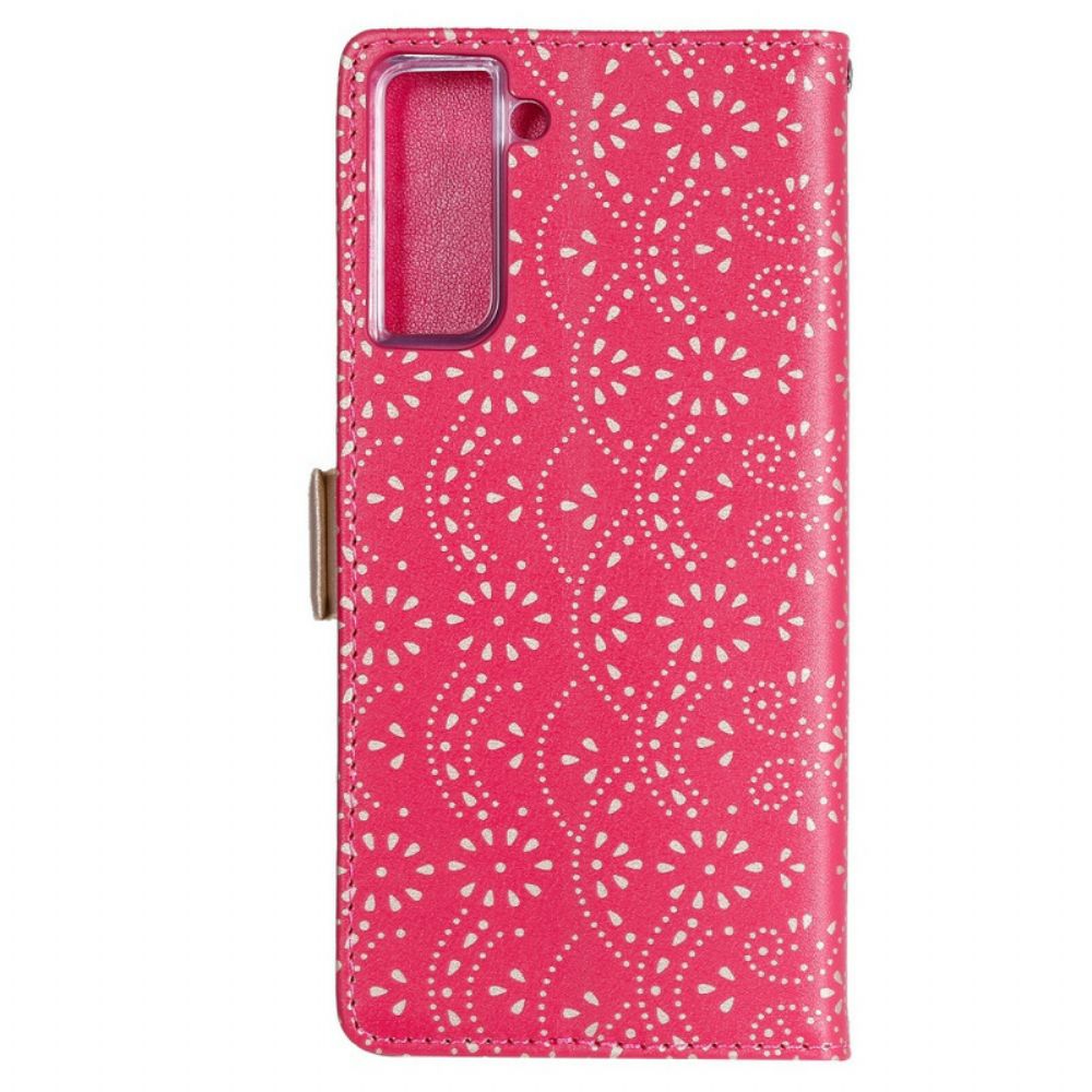 Folio-hoesje voor Samsung Galaxy S21 Plus 5G Met Ketting Portemonnee Met Veterband