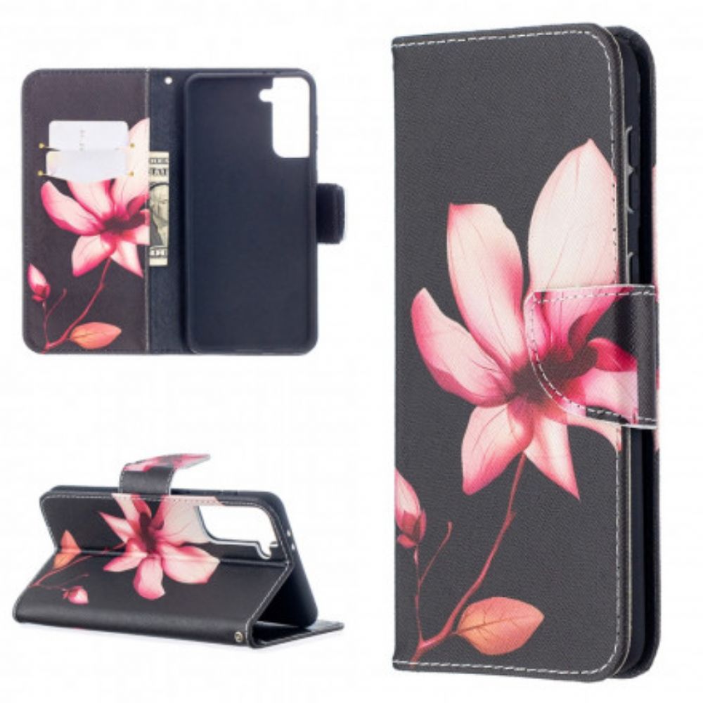 Folio-hoesje voor Samsung Galaxy S21 Plus 5G Roze Bloem