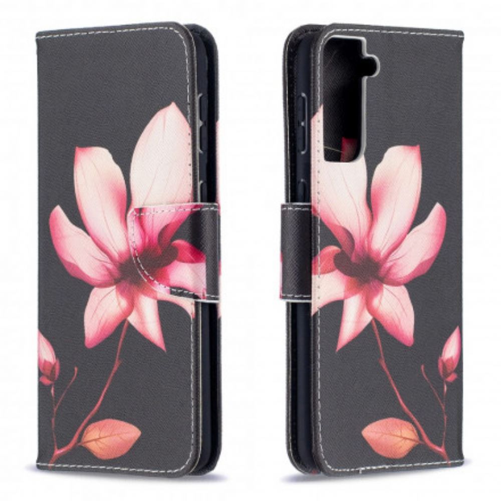 Folio-hoesje voor Samsung Galaxy S21 Plus 5G Roze Bloem