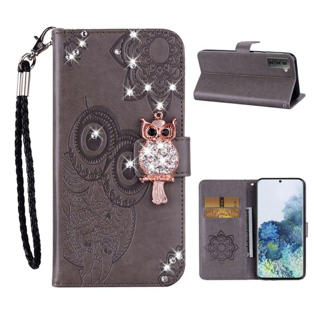 Folio-hoesje voor Samsung Galaxy S21 Plus 5G Uil Mandala En Charm