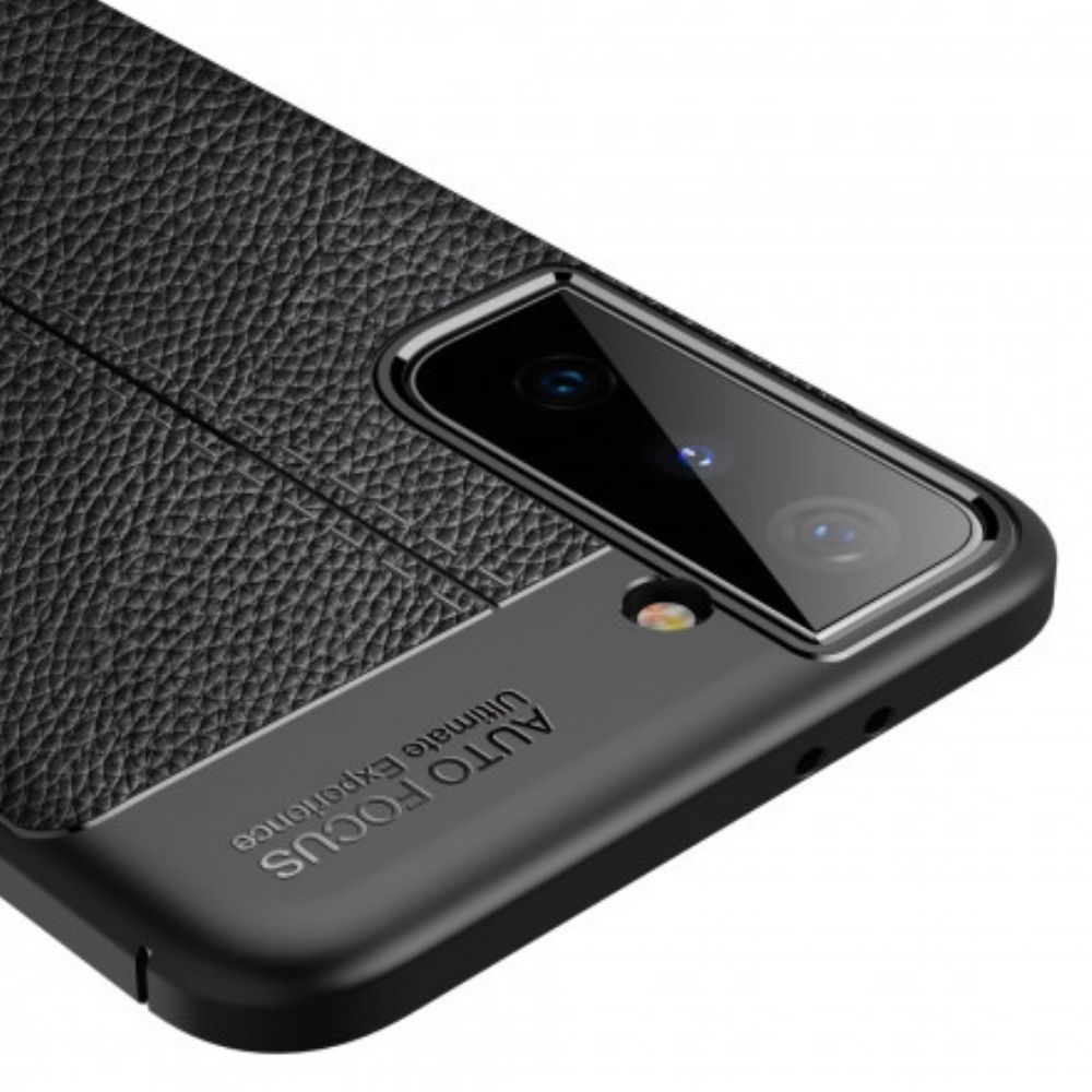 Hoesje voor Samsung Galaxy S21 Plus 5G Dubbele Lijn Litchi Leder Effect