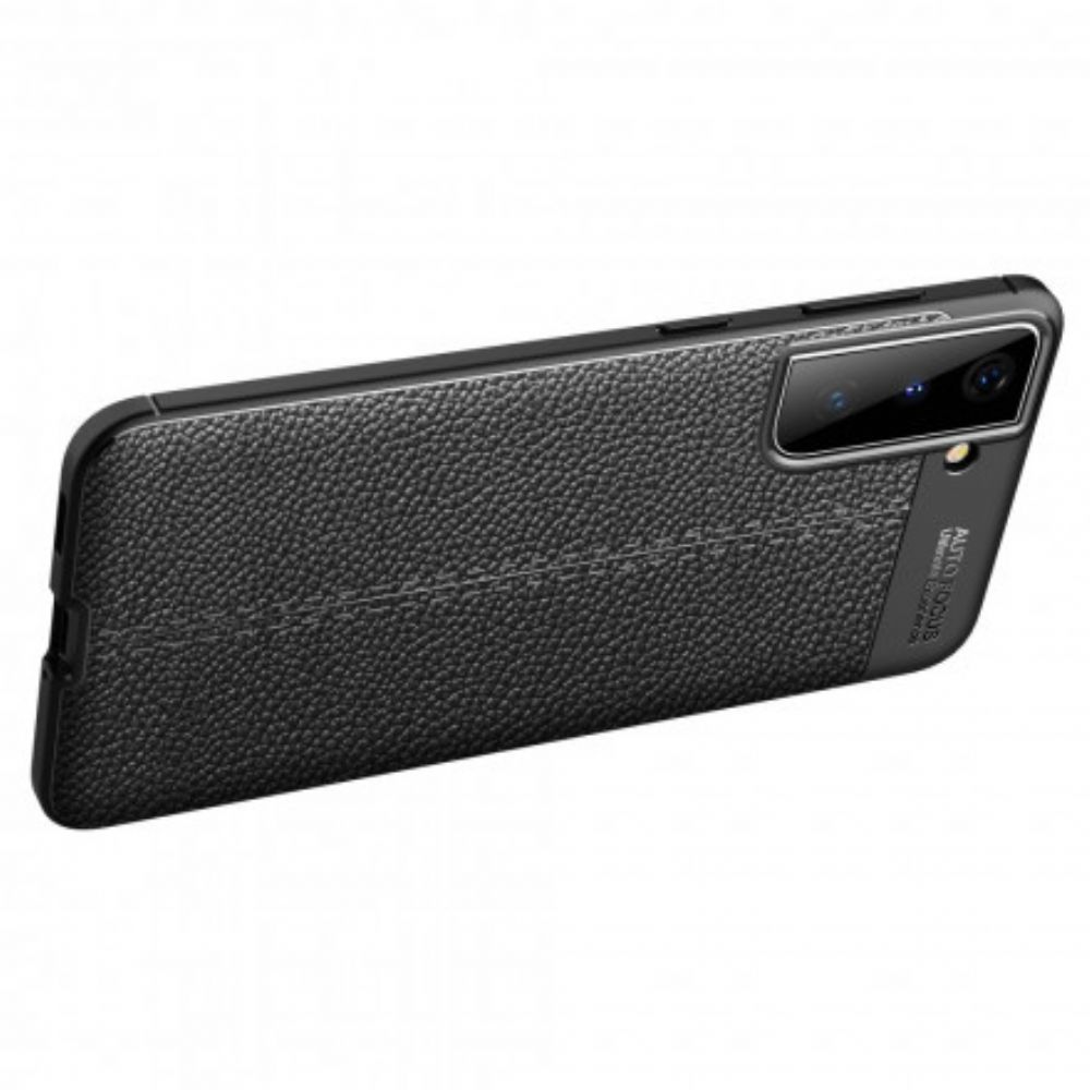 Hoesje voor Samsung Galaxy S21 Plus 5G Dubbele Lijn Litchi Leder Effect