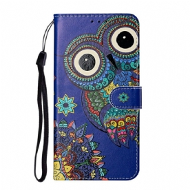 Leren Hoesje voor Samsung Galaxy S21 Plus 5G Uil In Mandala