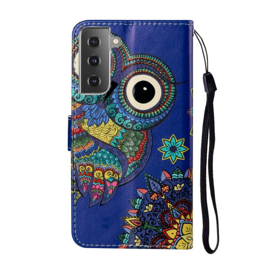 Leren Hoesje voor Samsung Galaxy S21 Plus 5G Uil In Mandala