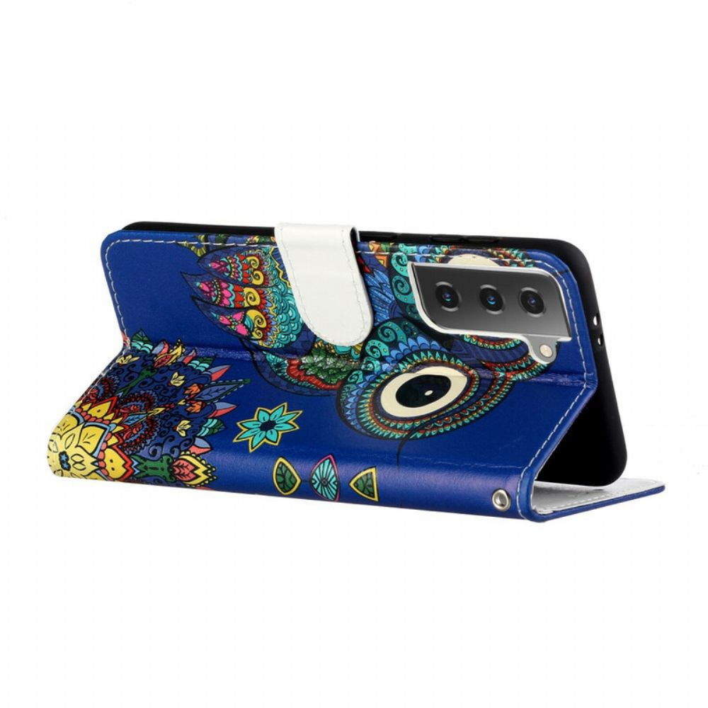 Leren Hoesje voor Samsung Galaxy S21 Plus 5G Uil In Mandala