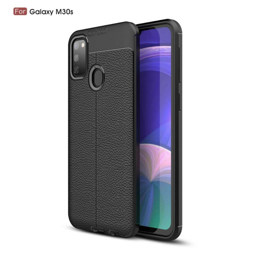 Hoesje voor Samsung Galaxy M21 Dubbele Lijn Litchi Leder Effect