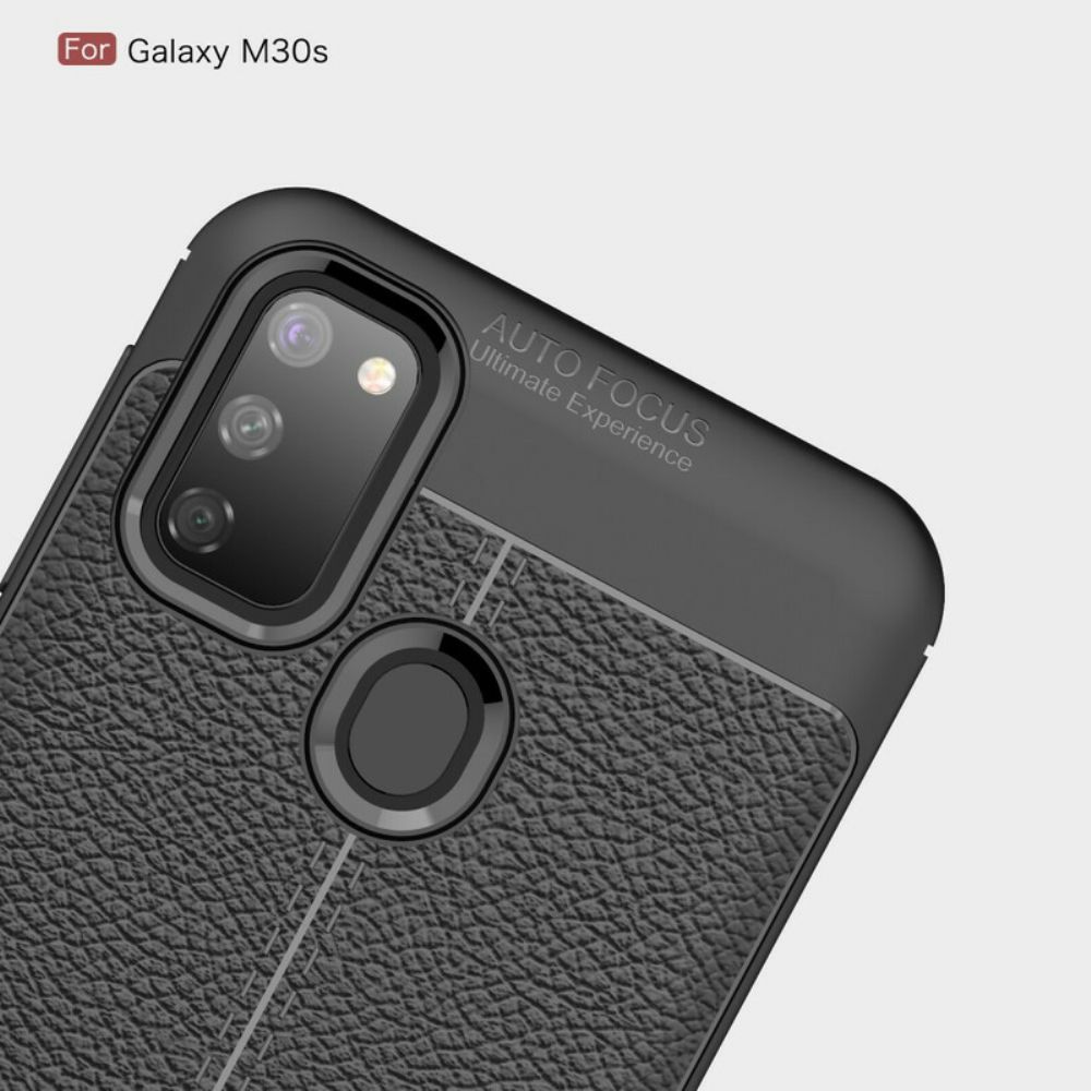 Hoesje voor Samsung Galaxy M21 Dubbele Lijn Litchi Leder Effect