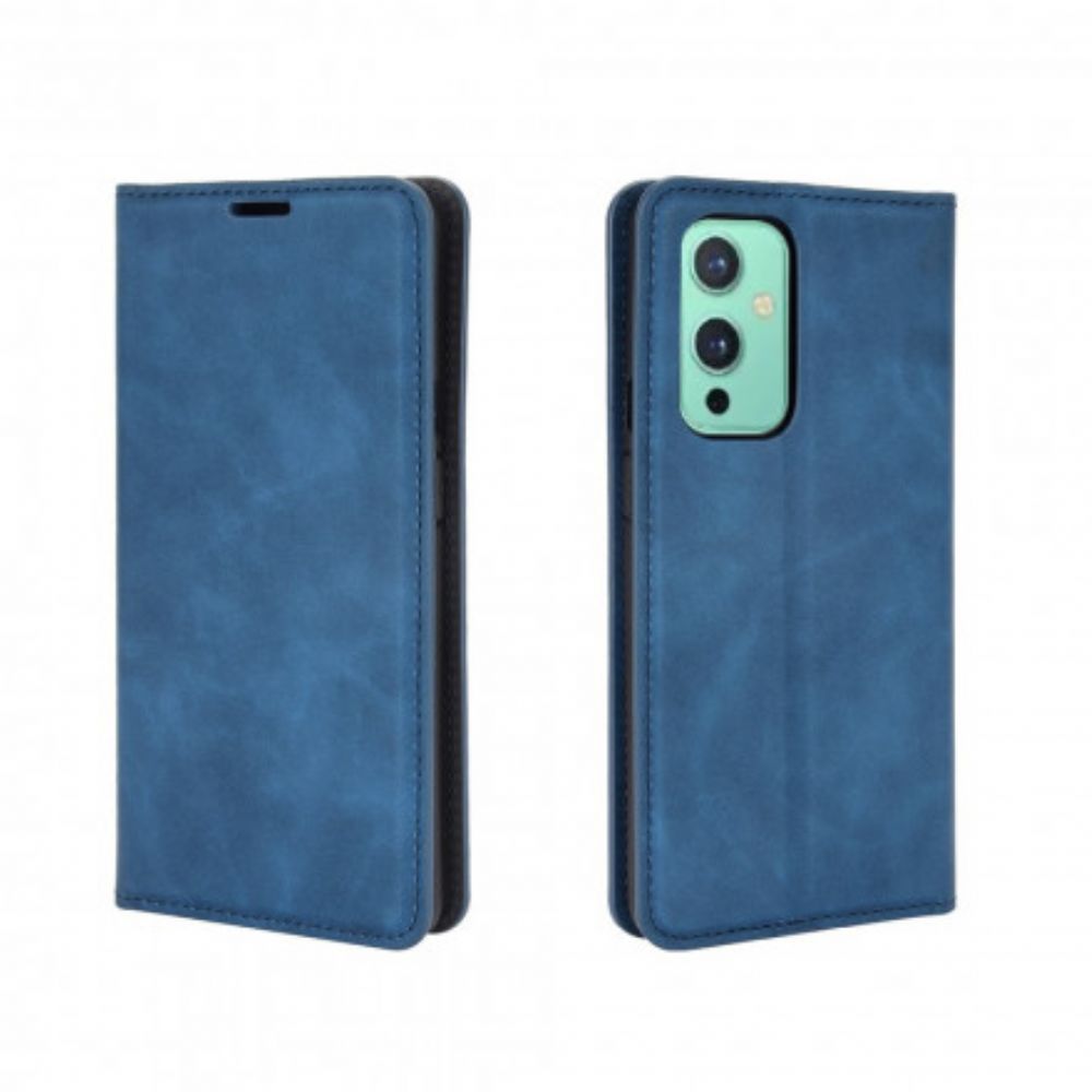 Bescherming Hoesje voor OnePlus 9 Folio-hoesje Zijdezacht Leereffect