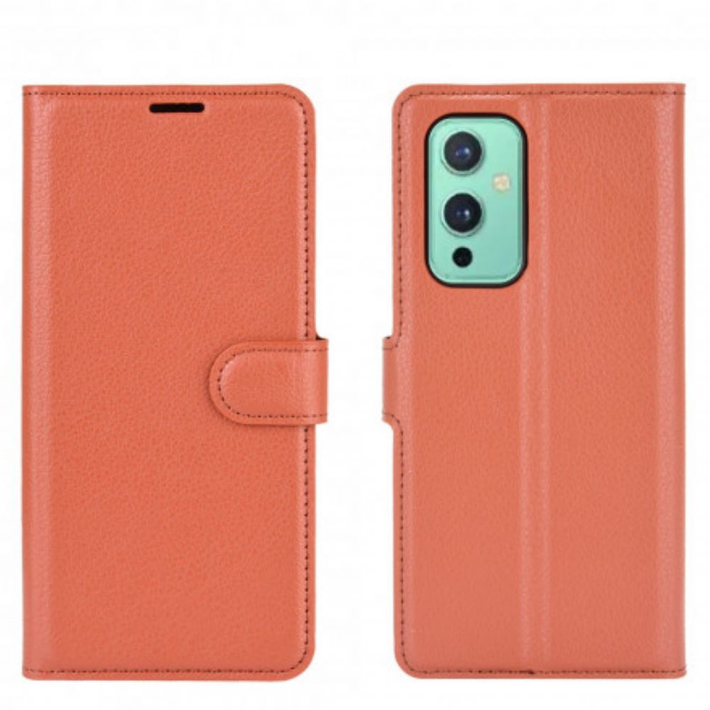 Folio-hoesje voor OnePlus 9 Klassieke Litchi-leerstijl