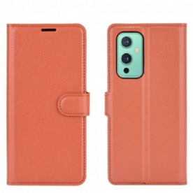 Folio-hoesje voor OnePlus 9 Klassieke Litchi-leerstijl