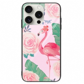 Case Hoesje iPhone 16 Pro Telefoonhoesje Flamingo Gehard Glas