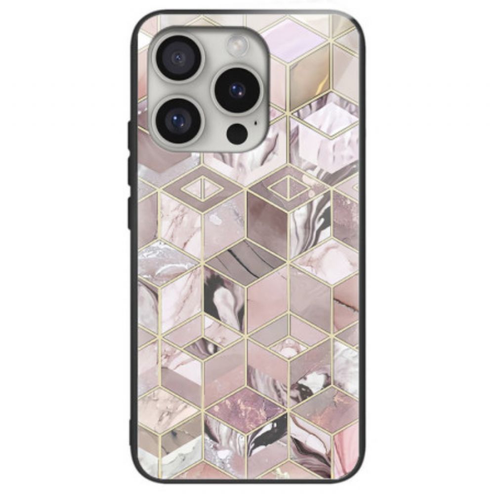 Cover Hoesje iPhone 16 Pro Telefoonhoesje Marmeren Blokken Van Gehard Glas