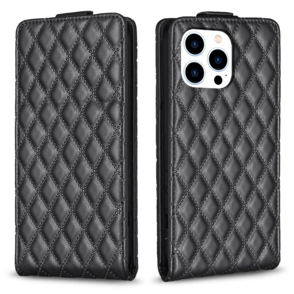 Flip Case Leren iPhone 16 Pro Gewatteerde Verticale Klep