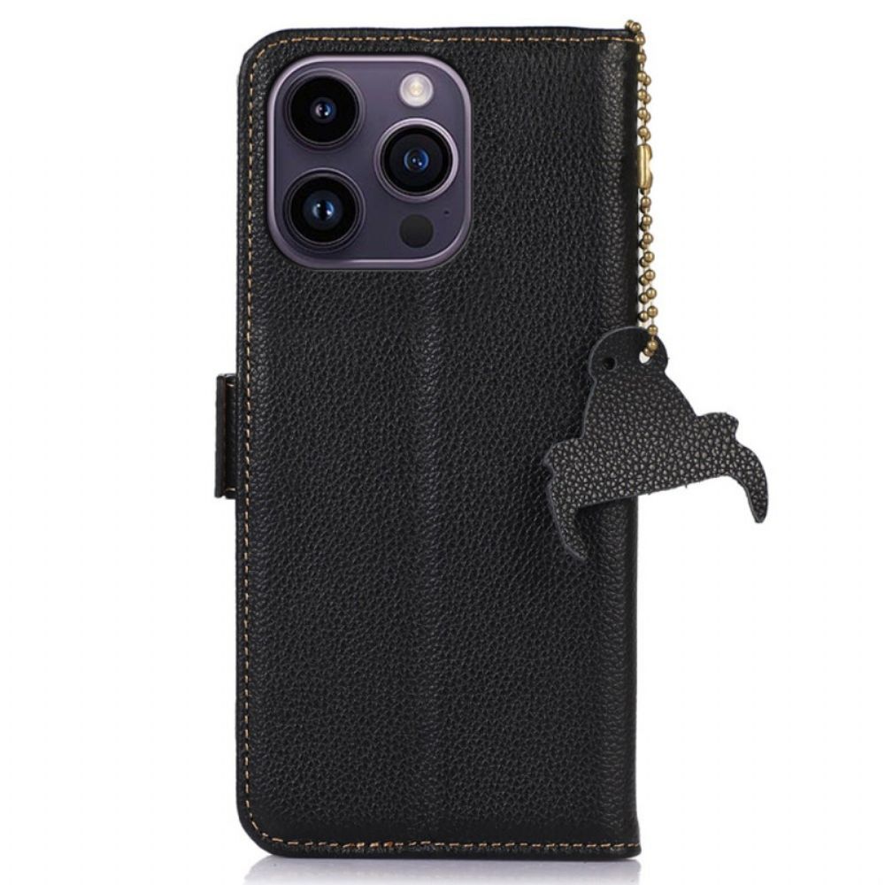 Flip Case Leren iPhone 16 Pro Litchi-textuurleer