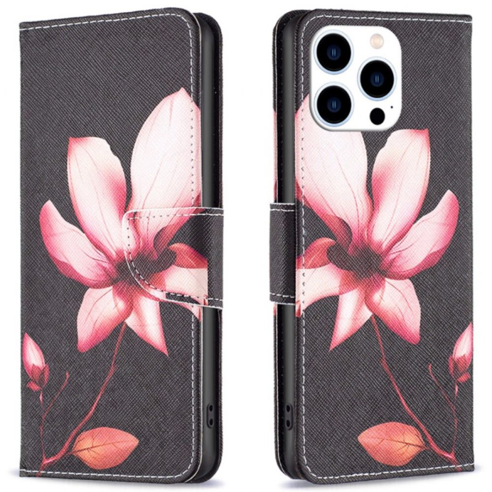 Flip Case Leren iPhone 16 Pro Lotus