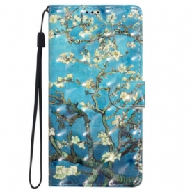 Folio-hoesje iPhone 16 Pro Telefoonhoesje Bloemenkunst Met Riem