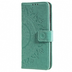 Folio-hoesje iPhone 16 Pro Telefoonhoesje Mandala Zon Met Riem