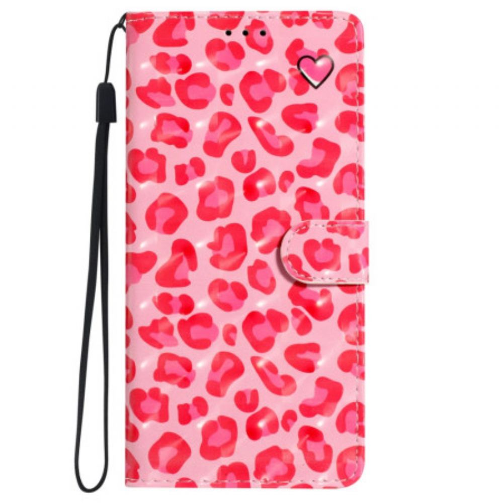 Folio-hoesje iPhone 16 Pro Telefoonhoesje Roze Luipaardband