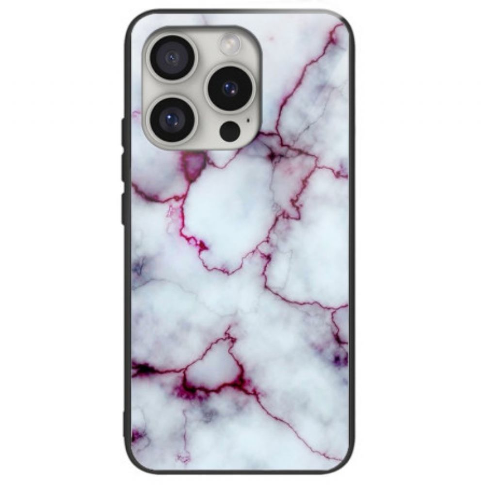 Hoesje iPhone 16 Pro Paars Marmer Gehard Glas