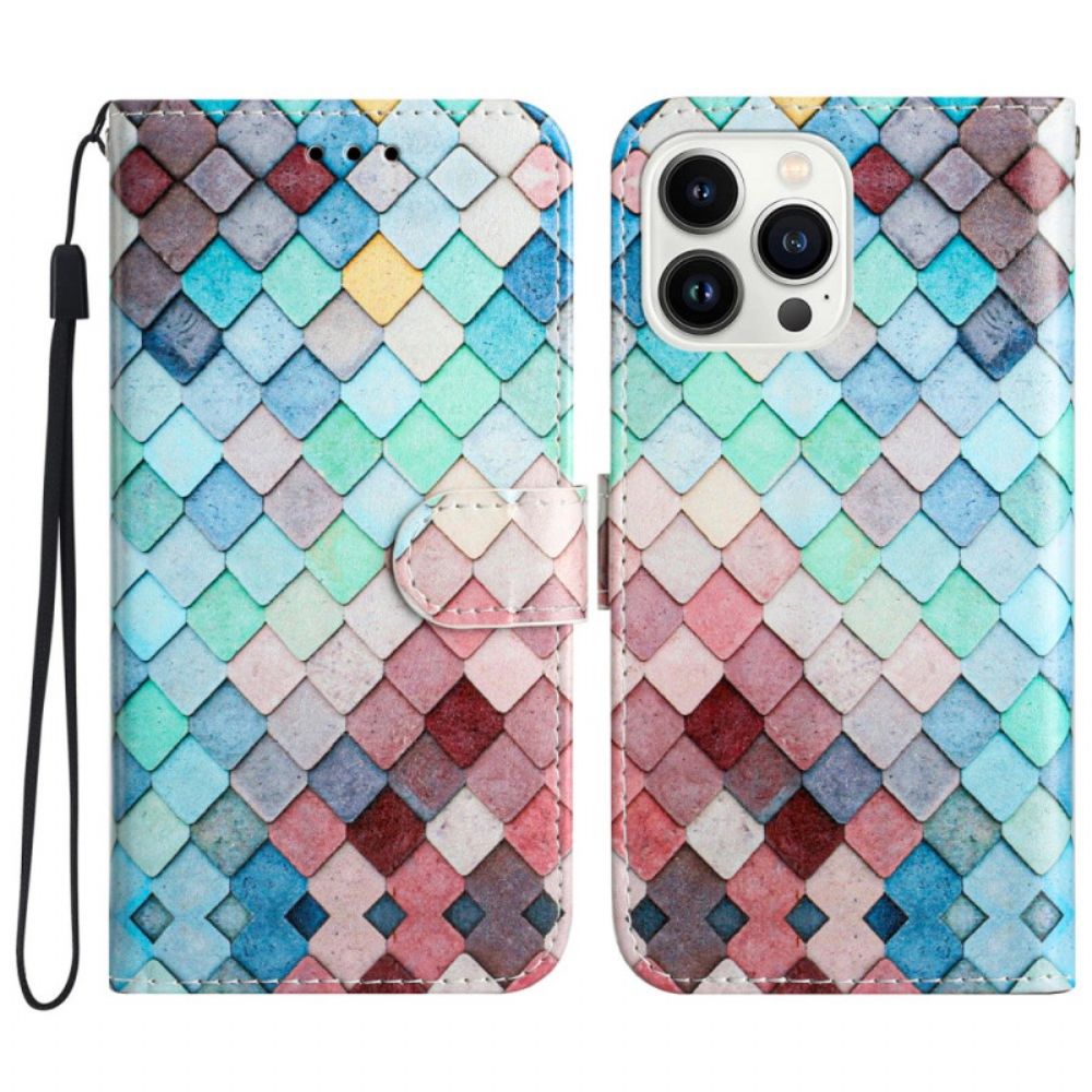 Leren Hoesje iPhone 16 Pro Bandroosters Bescherming Hoesje