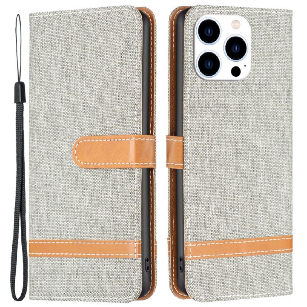 Leren Hoesje iPhone 16 Pro Bandstof Bescherming Hoesje