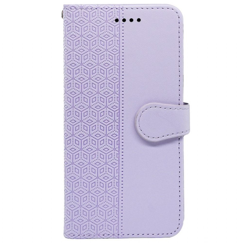 Leren Hoesje iPhone 16 Pro Kubisch Raster Bescherming Hoesje