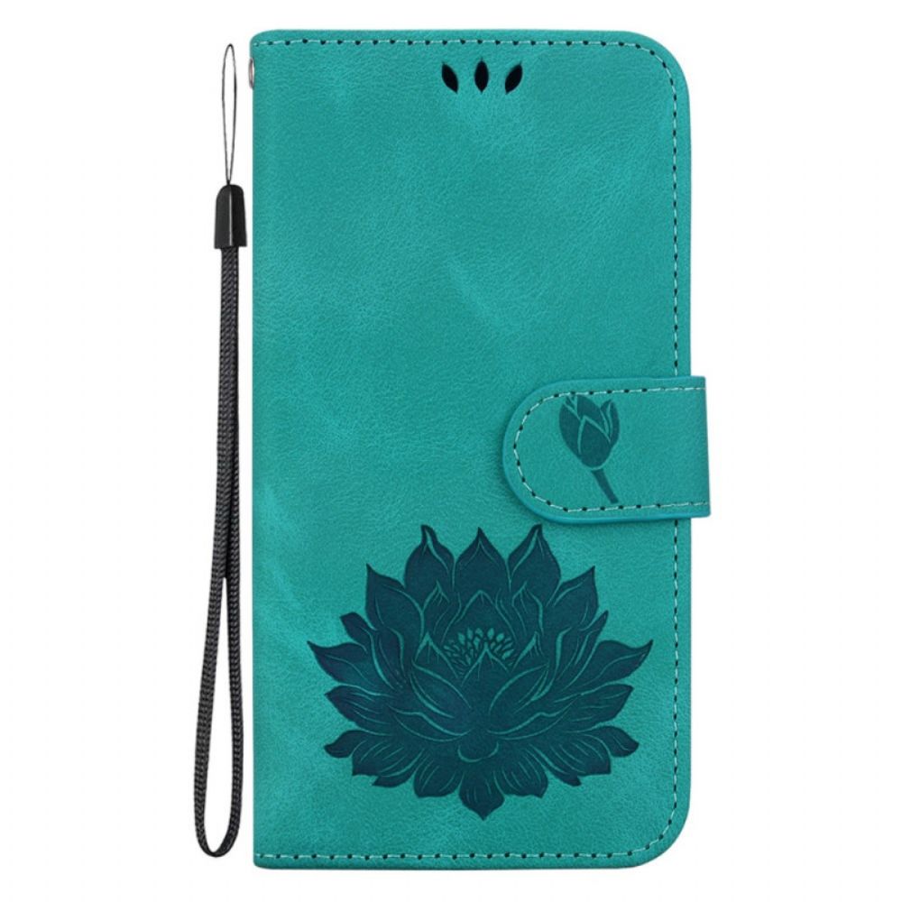 Leren Hoesje iPhone 16 Pro Lotusbloem Bescherming Hoesje