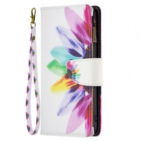 Leren Hoesje iPhone 16 Pro Portemonnee Met Aquarelbloemen Bescherming Hoesje