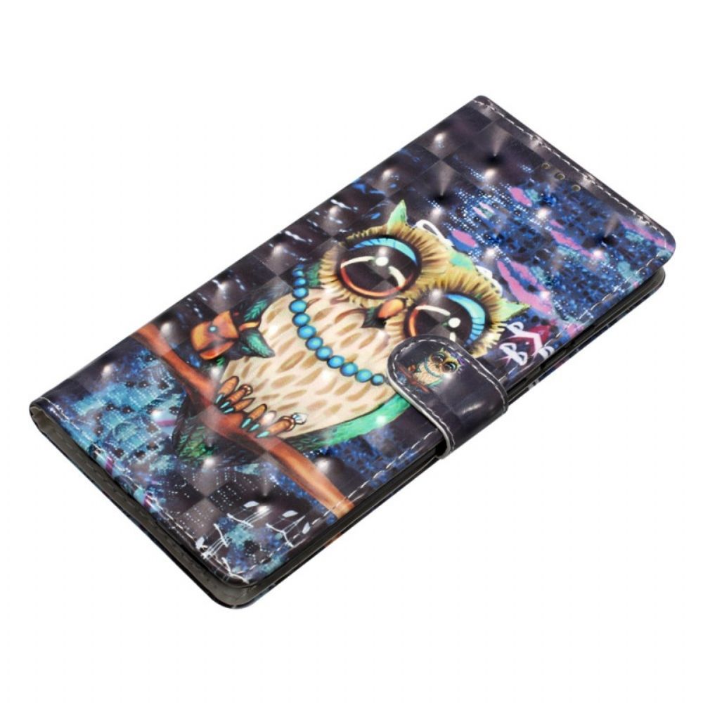 Leren Hoesje iPhone 16 Pro String Uil Bescherming Hoesje