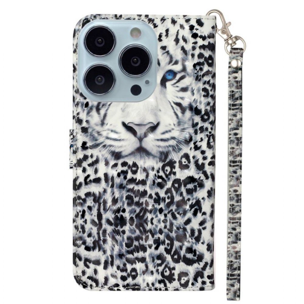 Leren Hoesje Voor iPhone 16 Pro Luipaardband