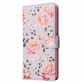 Leren Hoesje Voor iPhone 16 Pro Rfid Blocker-portemonnee Met Bloemenmotief