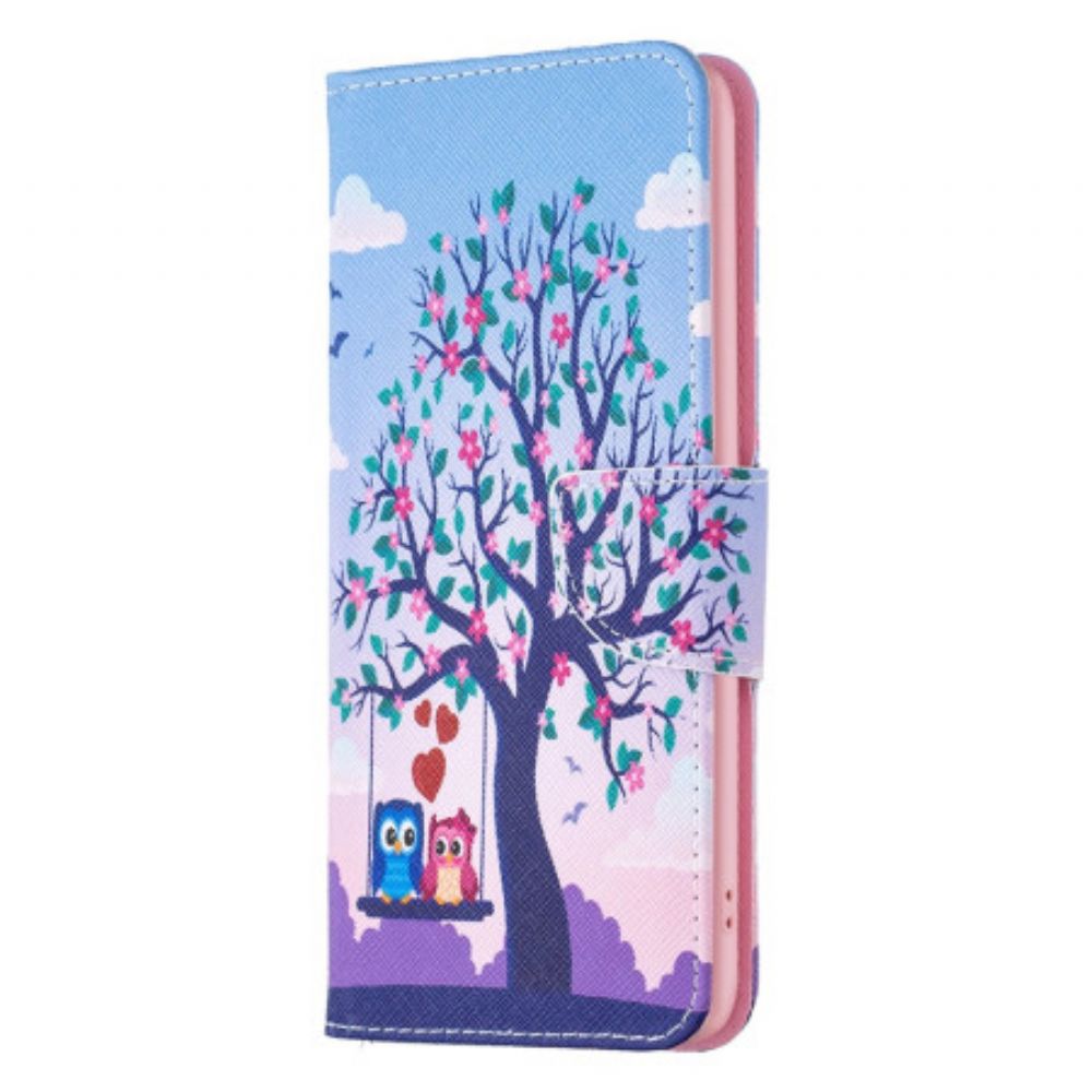 Leren Hoesje Voor iPhone 16 Pro Twee Uilen