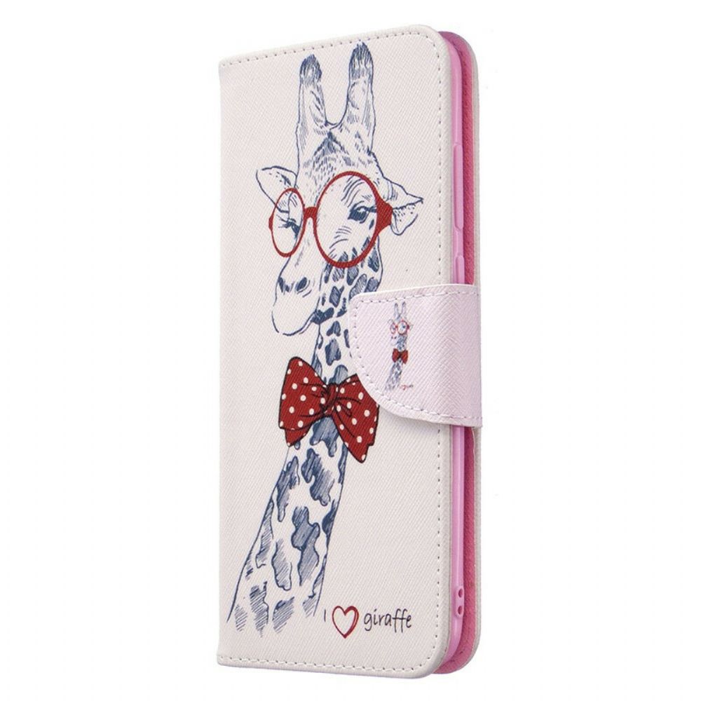 Flip Case voor Samsung Galaxy M11 Nerdy Giraf