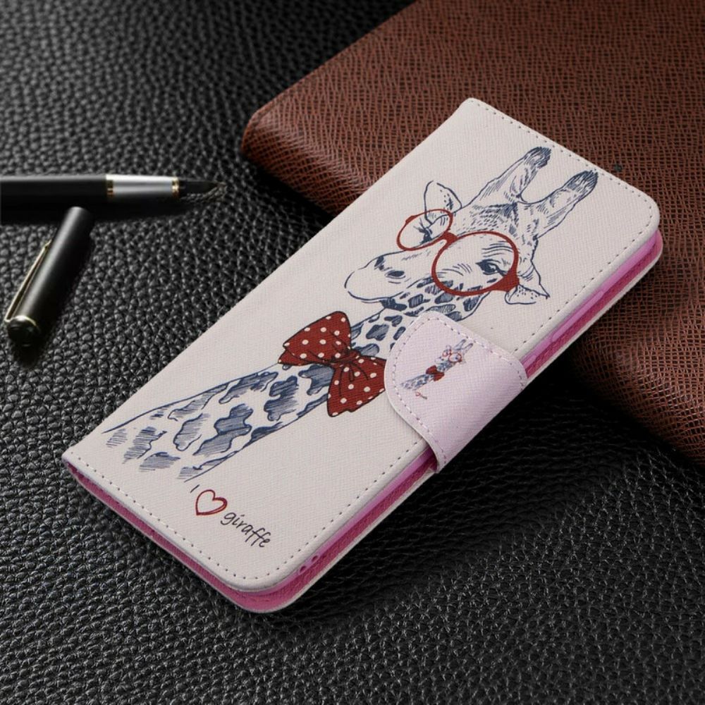 Flip Case voor Samsung Galaxy M11 Nerdy Giraf