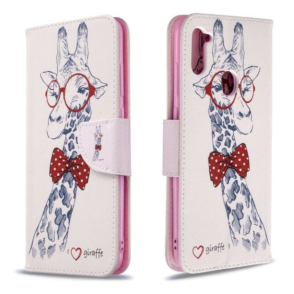 Flip Case voor Samsung Galaxy M11 Nerdy Giraf