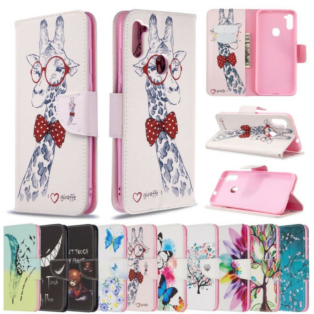 Flip Case voor Samsung Galaxy M11 Nerdy Giraf