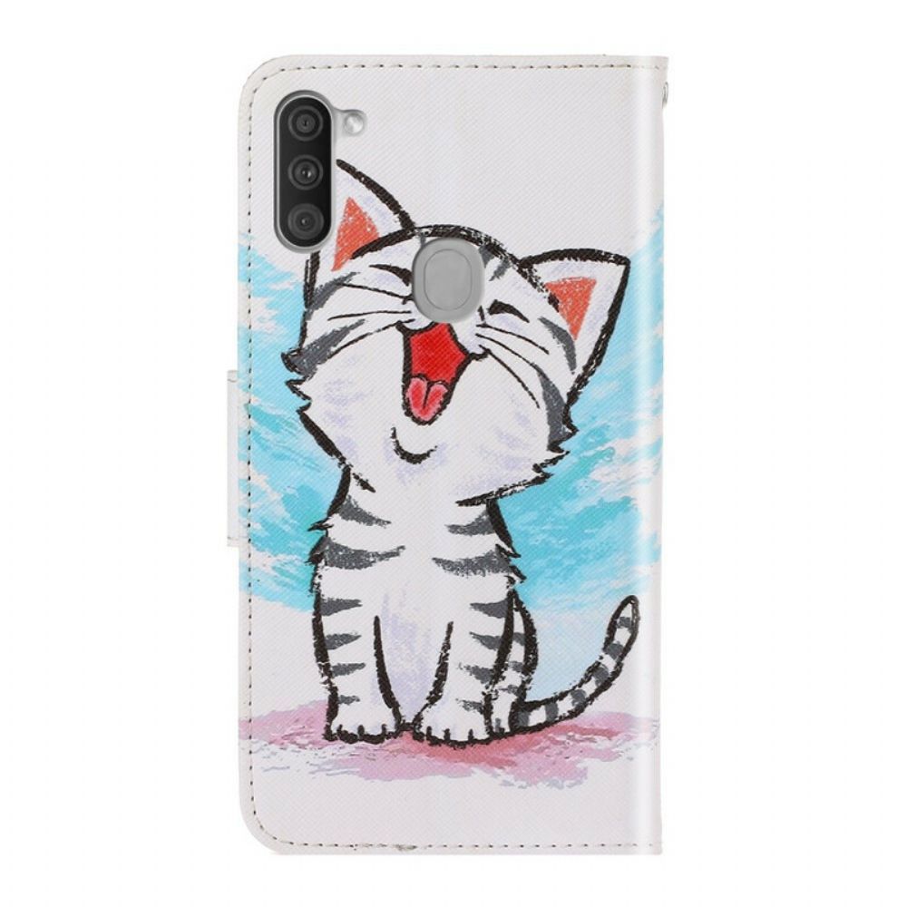 Folio-hoesje voor Samsung Galaxy M11 Met Ketting Thong Kleur Kitten