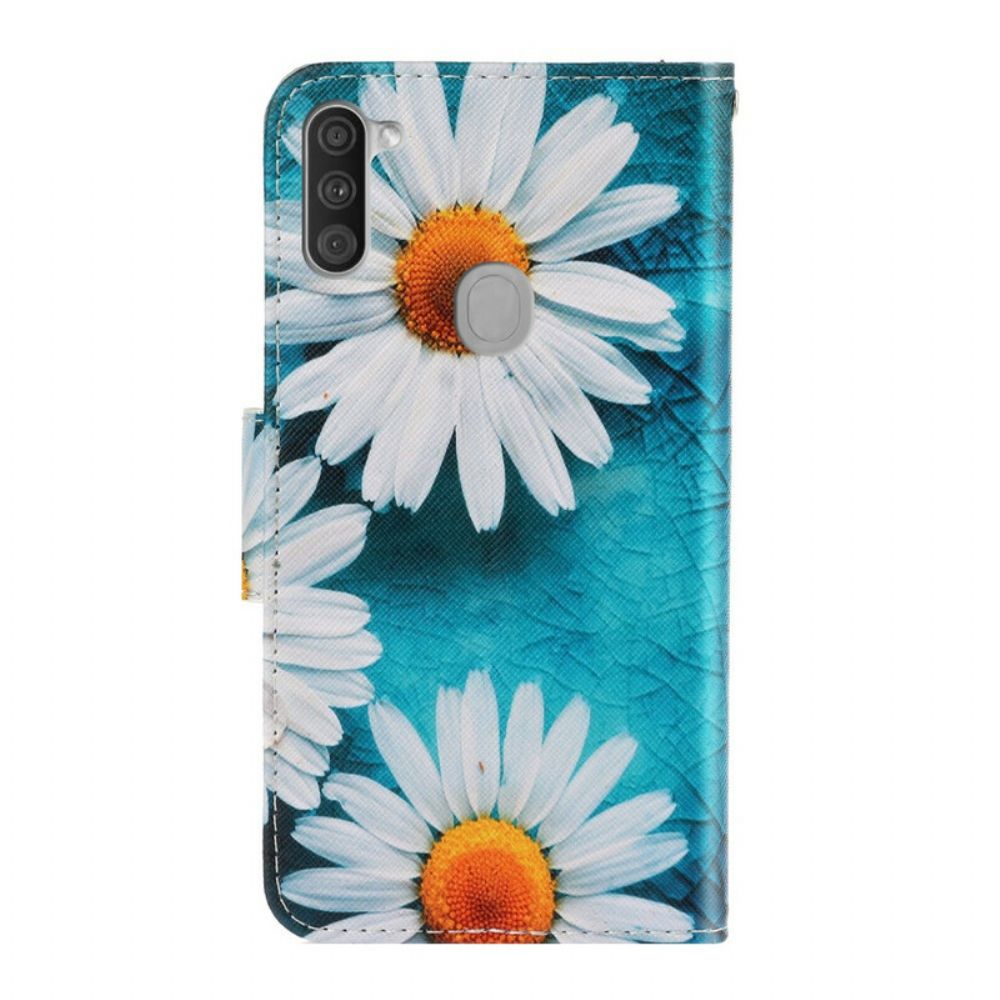 Folio-hoesje voor Samsung Galaxy M11 Met Ketting Thong Madeliefjes