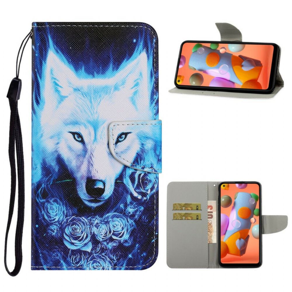 Folio-hoesje voor Samsung Galaxy M11 Witte Wolf