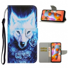 Folio-hoesje voor Samsung Galaxy M11 Witte Wolf