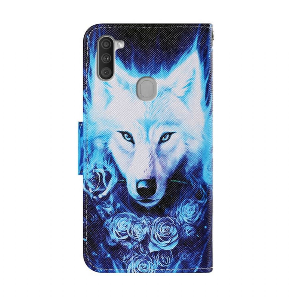 Folio-hoesje voor Samsung Galaxy M11 Witte Wolf