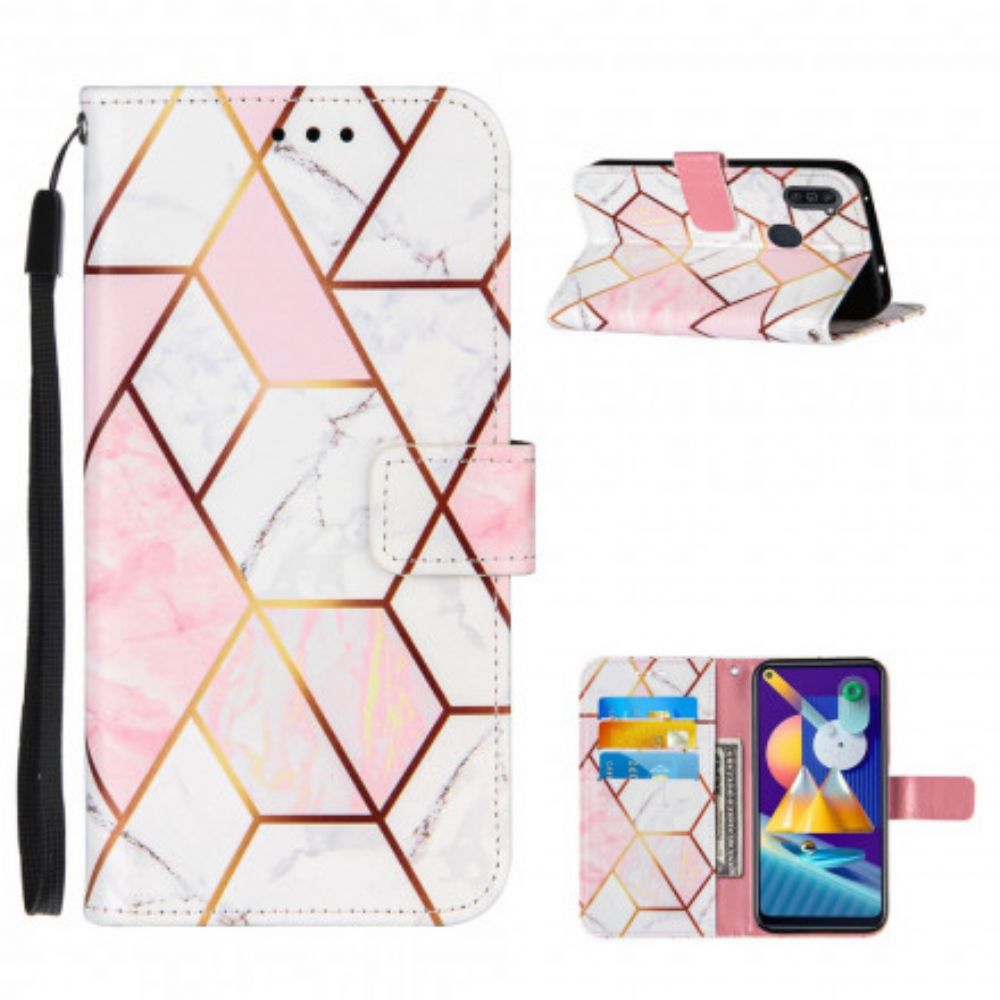 Leren Hoesje voor Samsung Galaxy M11 Geometrisch Marmer