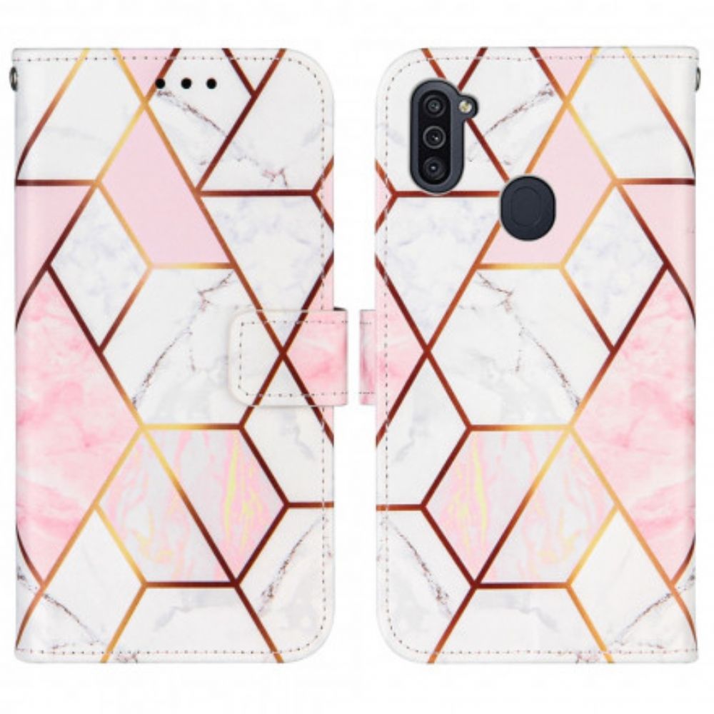 Leren Hoesje voor Samsung Galaxy M11 Geometrisch Marmer