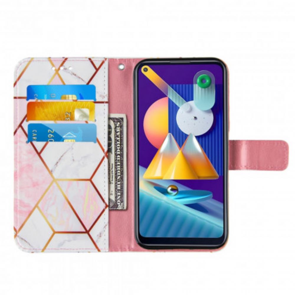 Leren Hoesje voor Samsung Galaxy M11 Geometrisch Marmer