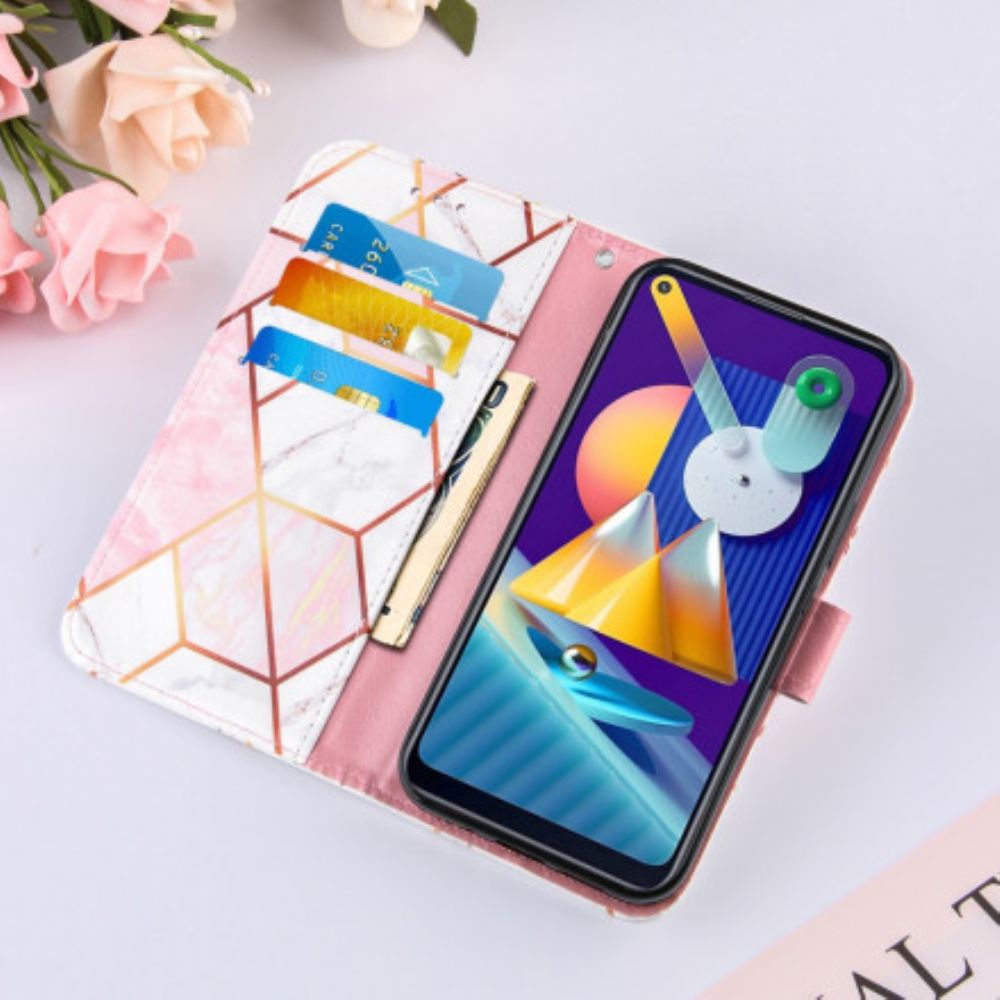 Leren Hoesje voor Samsung Galaxy M11 Geometrisch Marmer